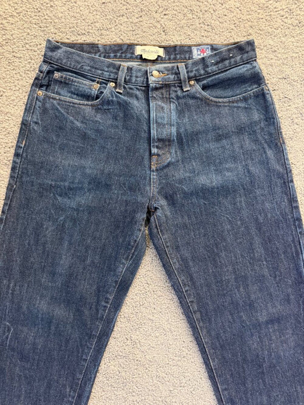 Madewell Men Japanese Selvedge Raw Indigo Relaxed Straight Jeans W33 L32 - Picture 2 of 15